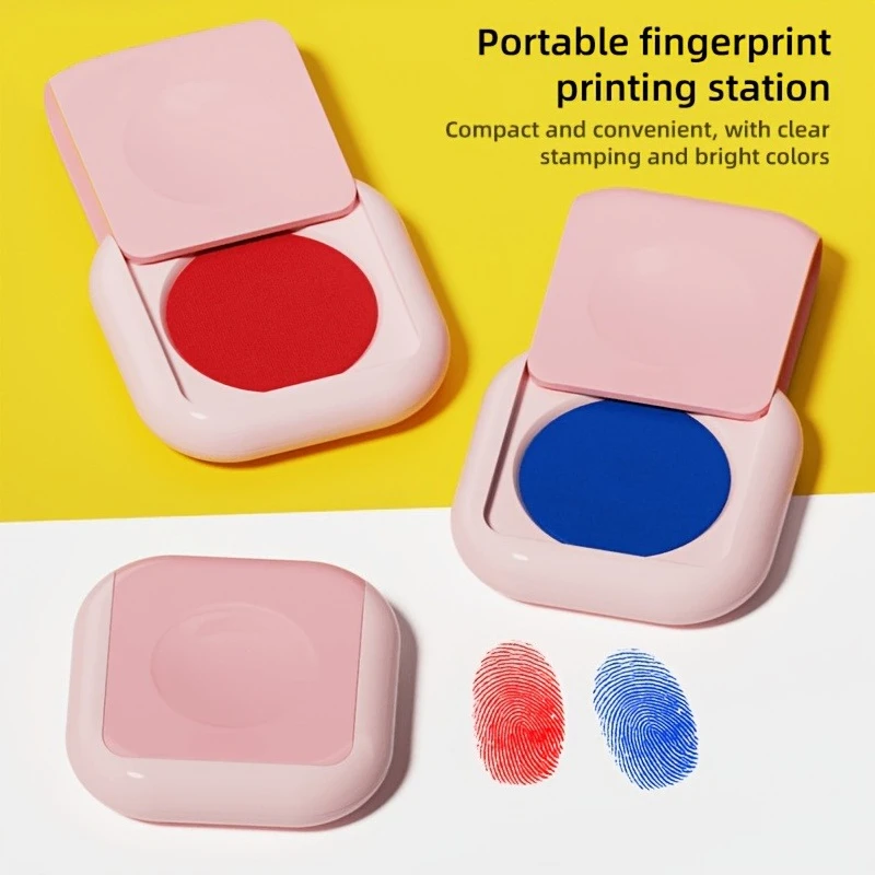 Portable Quick Drying Fingerprint Ink Pad Non-toxic ABS Material Office Stationery With Black Blue Red 3 Color Inks