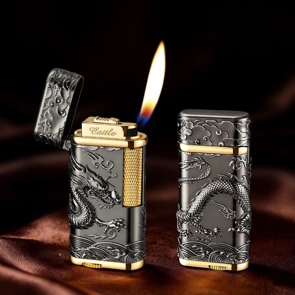 Embossed Lighter With Grinding Wheel, Popular Side-Wheel Ignition Lighter, Unique Cigarette Lighter, Cool Gift For Friends