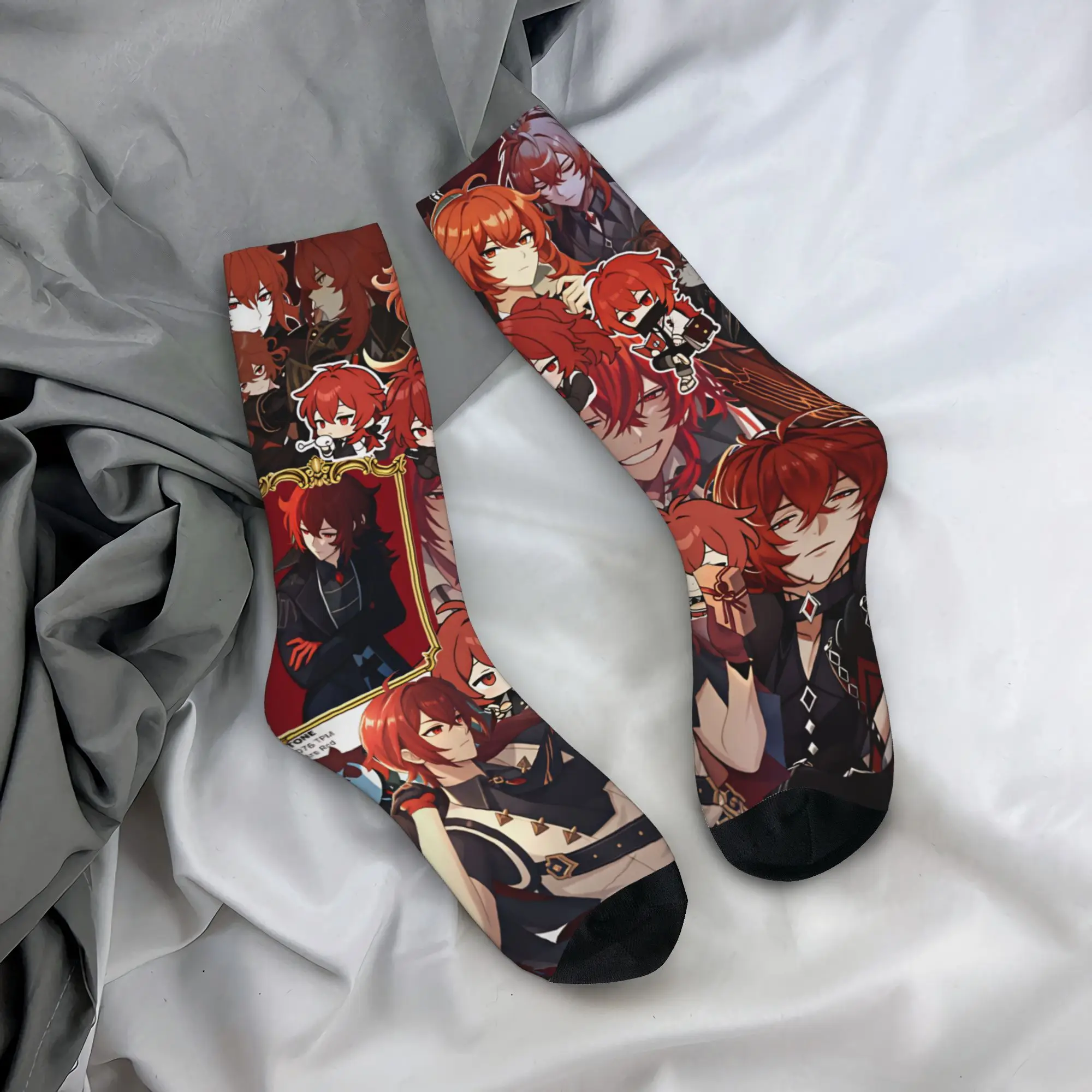 G-Genshin L-Impact Anime Kawaii Dress Socks Men's Women's Warm Fashion Novelty Manga Crew Socks