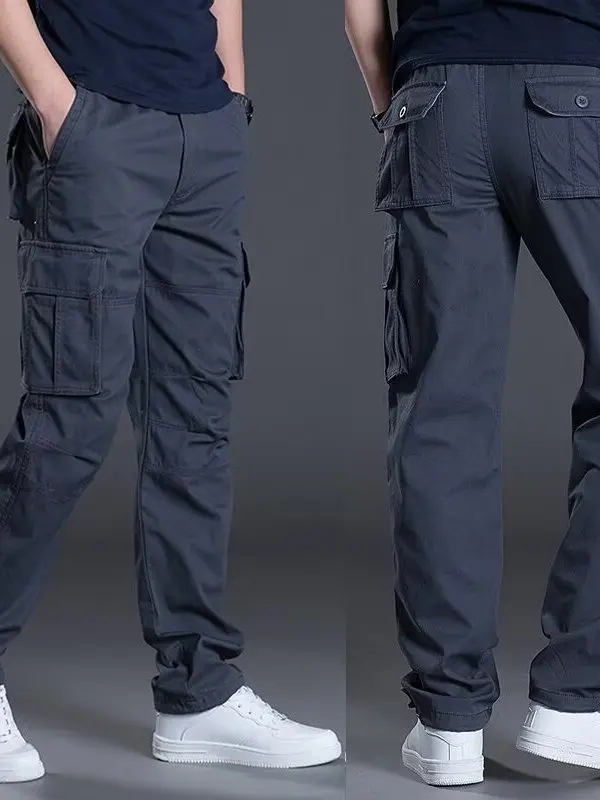 

Men's Casual Work Pants Straight Leg Outdoor Wearable Spring Autumn Multi-ket Long Trousers Comfortable Loose Fit Leisure