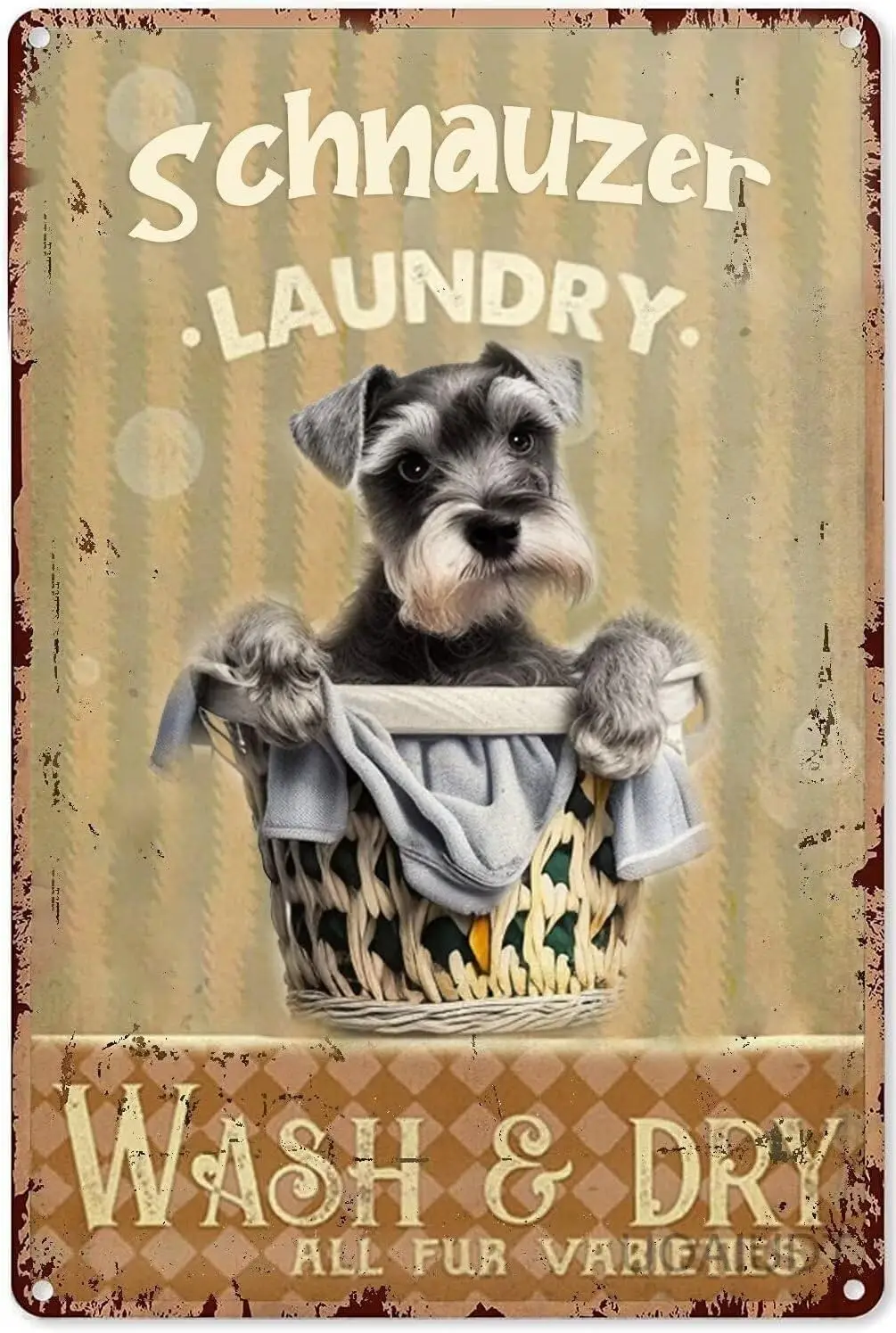 Retro Schnauzer Laundry Metal Tin Sign Wash & Dry Laundry Room Poster Dog Lover Vintage Metal Plaque Wall Decor Gift For Ba sign
