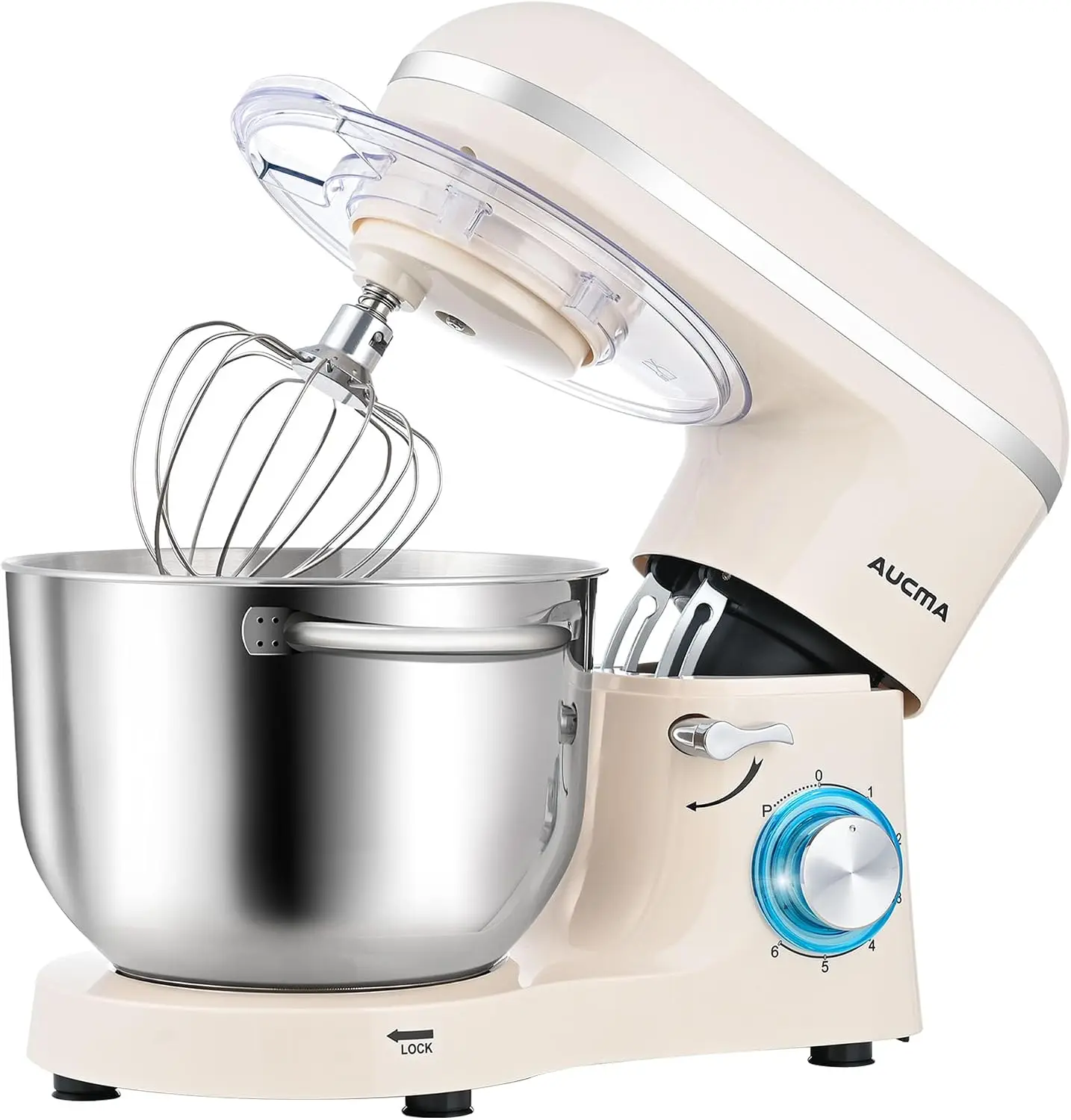Electric Stand Mixer 65QT 660W 6 Speed Tilt Head Food Mixer Kitchen Dough Hook Wire Whip Beater Almond Cream