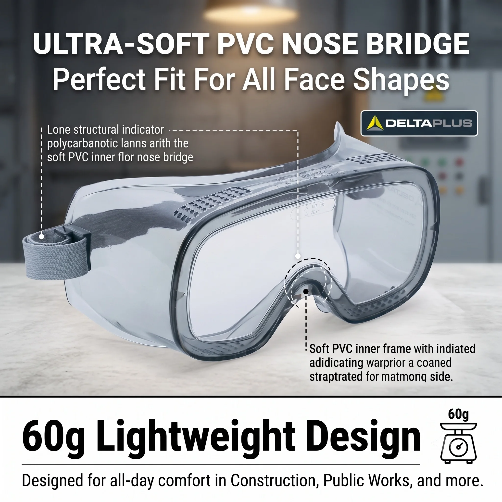 DELTA MURIA1 Safety Goggles Over Glasses Engineering Ppe For Home And Workshop Gafas De Seguridad Industrial Lentes Clear z87.1