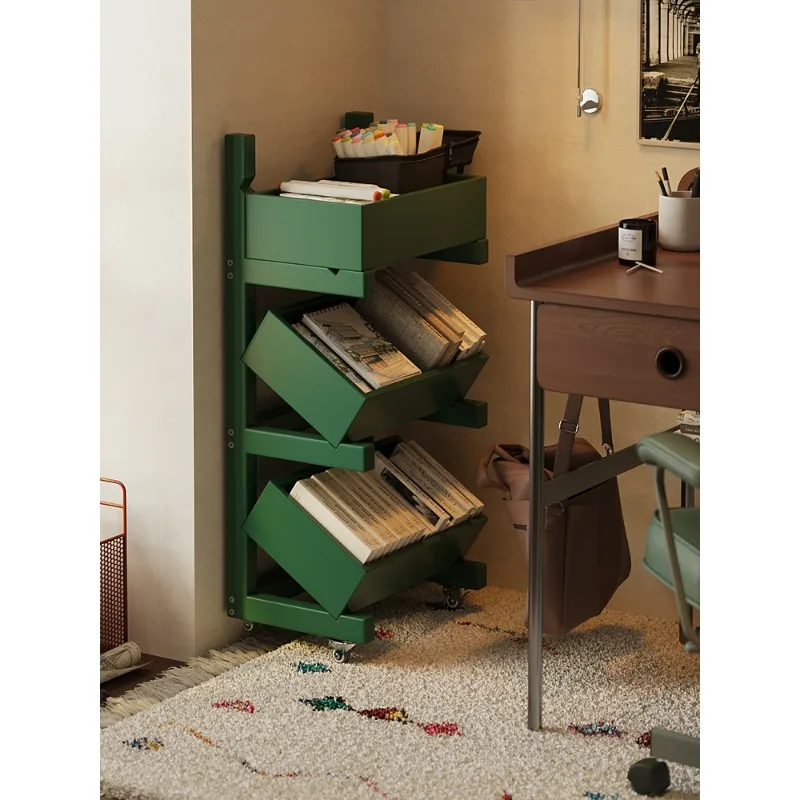 Solid wood multi-layer bookshelf household floor-to-ceiling bookcase removable living room storage rack small display cabinet
