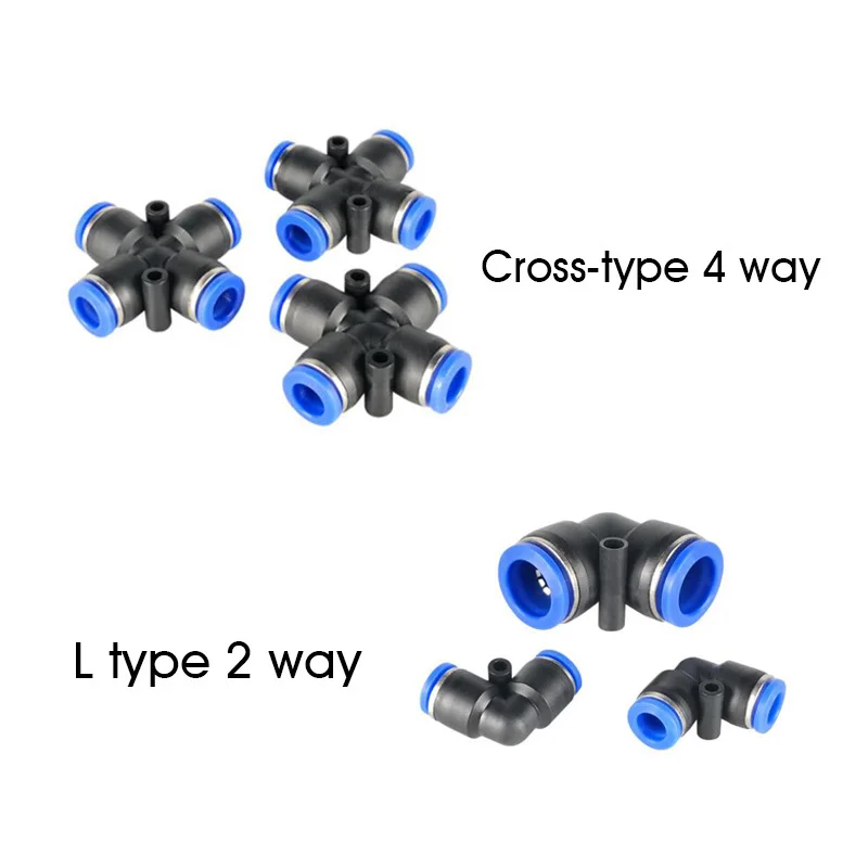 Pneumatic Fitting Air Connector Tube Quick Fittings Pipe Push In Hose L Type Tee Three Way 4mm 6mm 8mm PV PZA Plastic Connectors