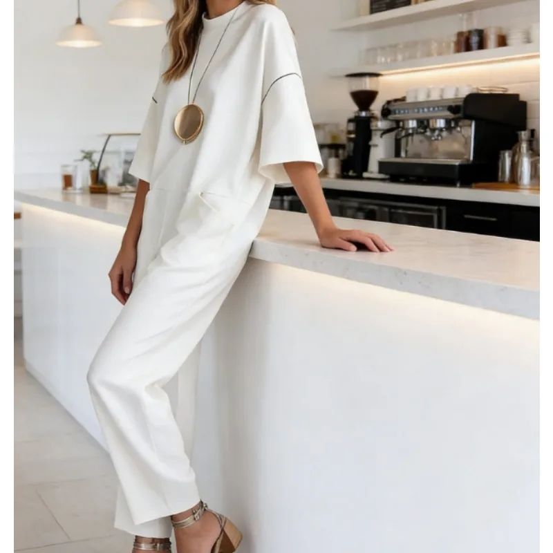 

Женский комбинезон свободного кроя с карманами, повседневная офисная одежда, удобный костюм с прямыми штанинами