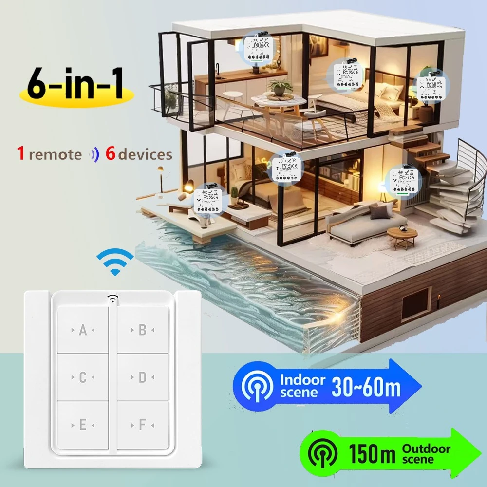 RF433mhz Wireless remote control light switch relay AC110V 220V 2-way control with delay function for smart home lamp Fan light