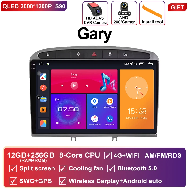 Android 16 autoradio voor Peugeot RCZ 308 SW 2007-2015 408 2012-2020 Multimedia Navigatie GPS Carplay Auto Head Unit 4G WIFI BT