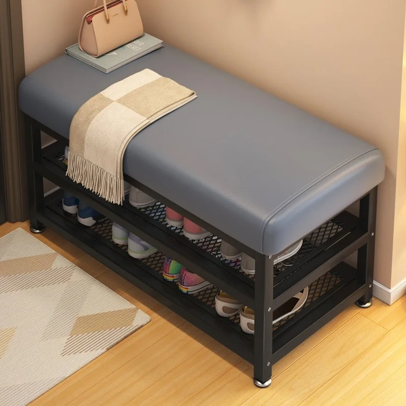 Shoe Shelf Luxury Soft Padded Upholstered Shoe Bench Entryway Storage Seat Boot Compartment Modern Hallway Bench  Furniture