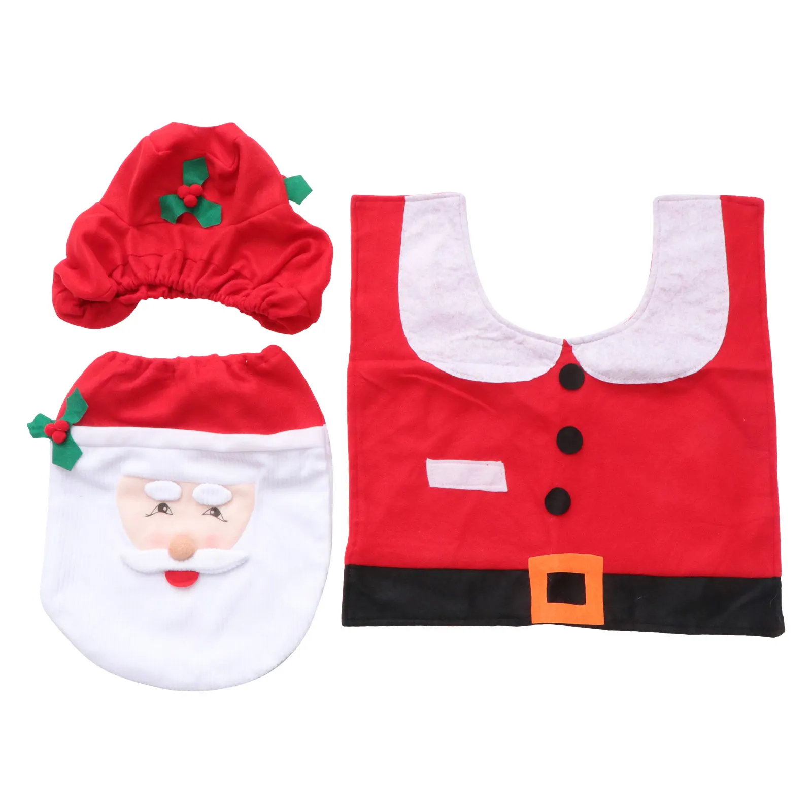 

Toilet Cloth Christmas Cover Floor Mat Protective Decorations Santa Kit Xmas Seat