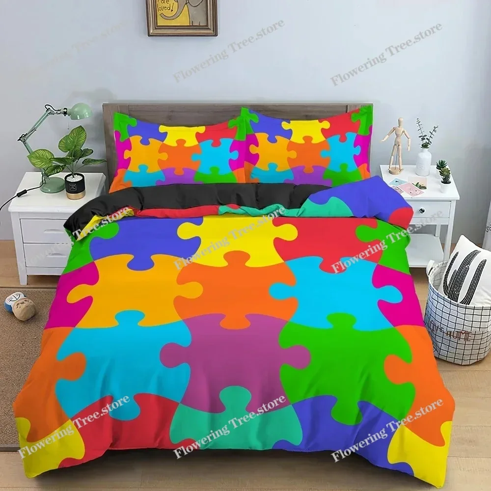 3D Print Duvet Cover Colorful Puzzle Pattern Quilt Covers For Children Single Twin Queen King Bedding Set Home Textile