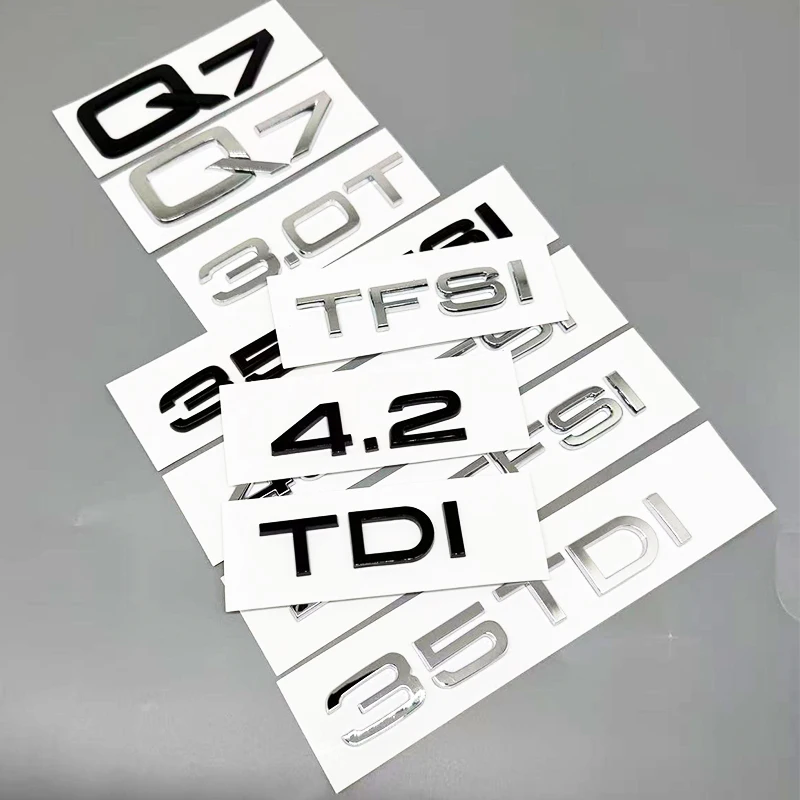 ABS 3D Letters Chrome Black 3.0T 4.2 35TFSI 35TDI 40TFSI 45TFSI 55TFSI 50TDI TFSI TDI Emblem For Q7 Car Rear Trunk Logo Sticker
