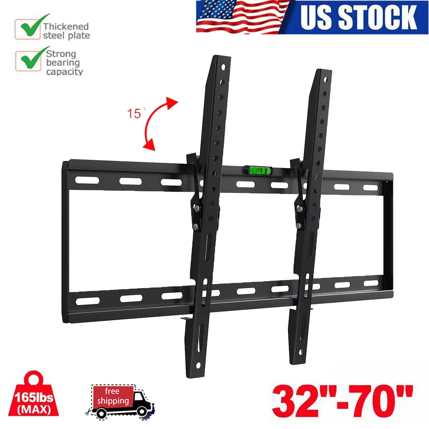 TV Wall Mount Bracket Tilt for 32 37 40 42 43 46 47 50 52 55 60 65 70inch US