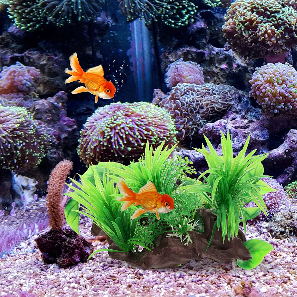 

2 Pcs Aquarium Plants Plastic Decoration for Fish Tank Betta Toys Vivid Grass Easy Lightweight Compact Exquisite Pet Supplies