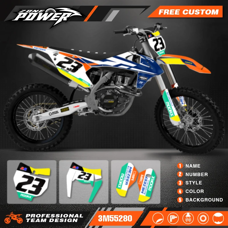 Powerzone Custom Team Graphics Decals Stickers Kit for KTM 125 250 300 450 500 EXC XCW 2017 2018 2019 SX SXF 2016 2017 2018