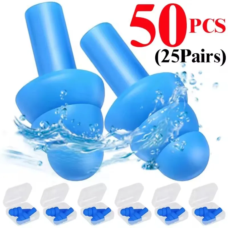 방수 실리콘 귀마개 소음 차단 수면 및 수영용 귀마개 재사용 가능 편안한 청력 보호 귀마개