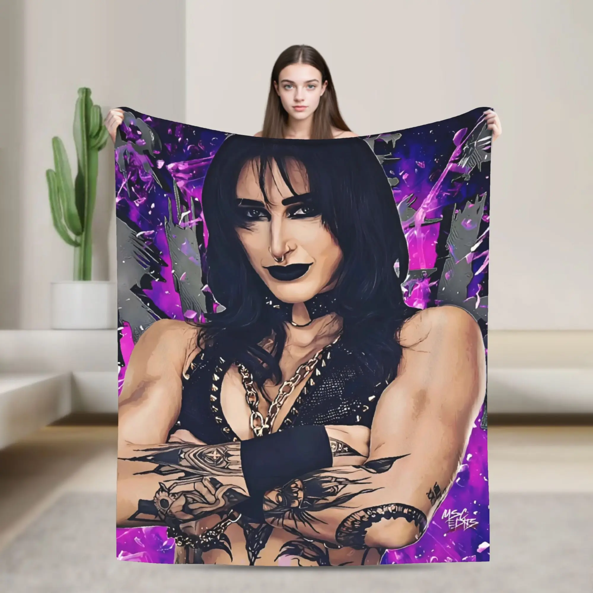 Manta súper suave para viaje en avión, manta de franela para lucha libre Rhea Ripley, colcha de franela para sala de estar, funda para sofá y cama