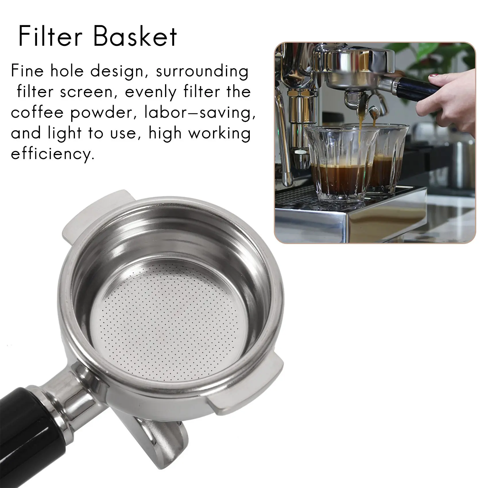 A59E-58MM Stainless Steel Coffee Machine Bottomless Filter Holder Portafilter For Rocket/ Expobar Double Mouth/ E61/ FAEMA