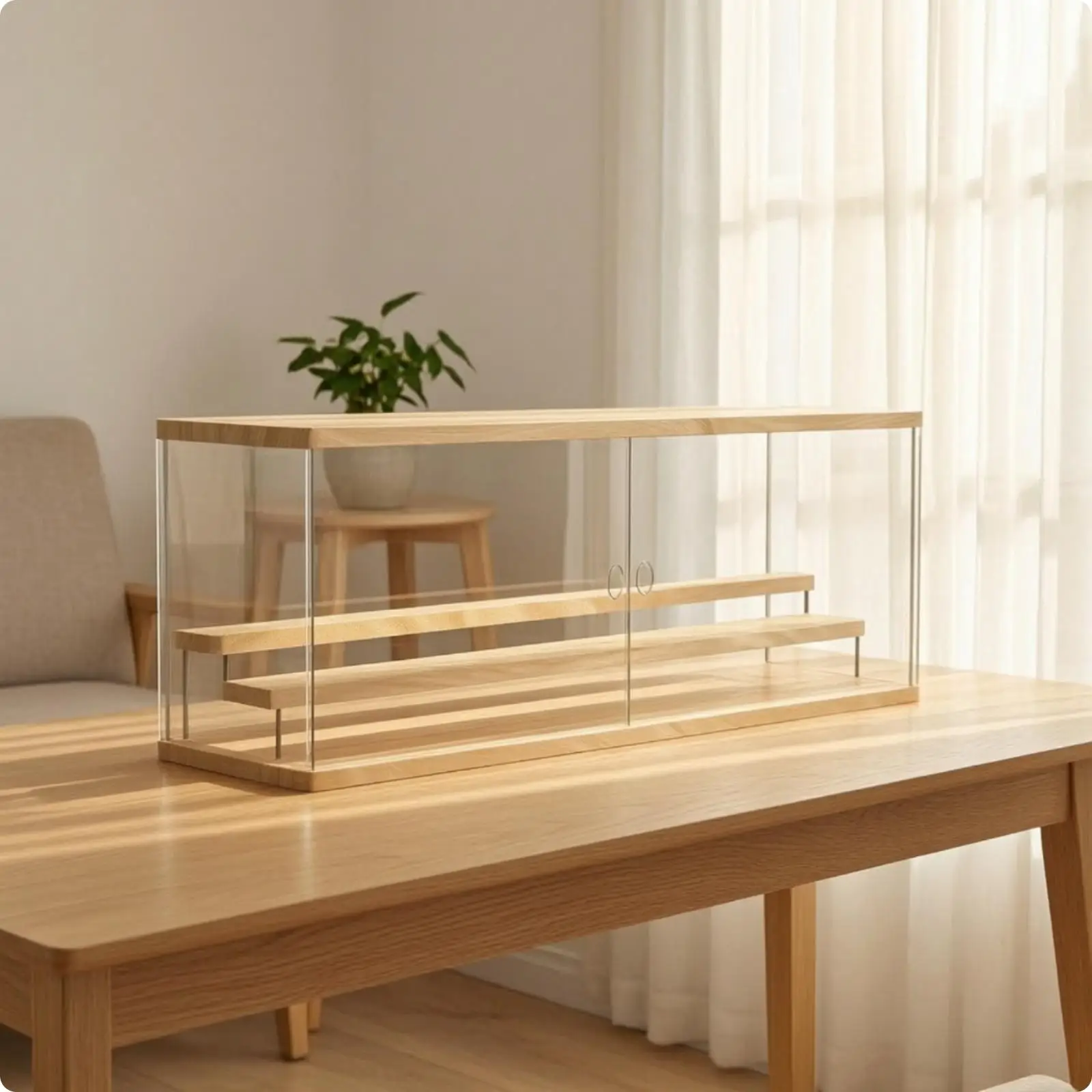 3 Tier Acrylic Showcase with Built in Light for Toy Model Kit Display and Dust Protection