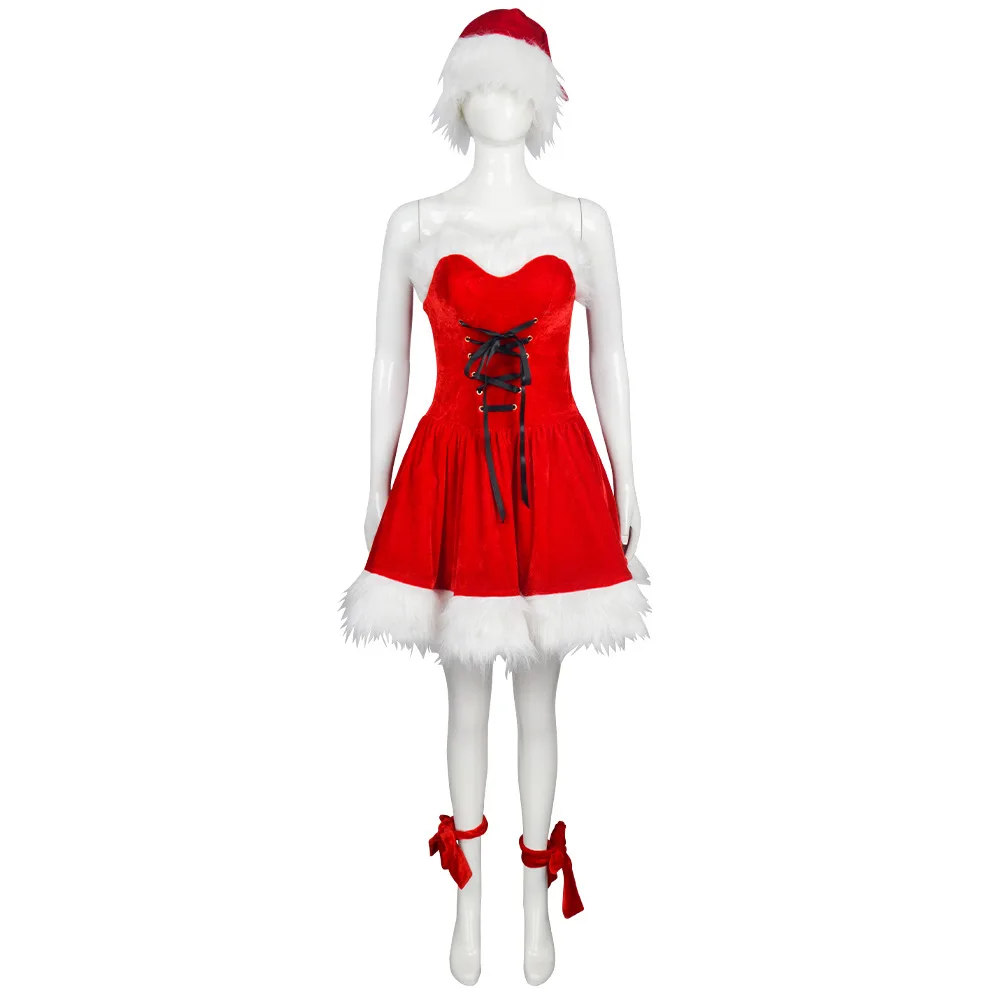 

Female Christmas Cosplay Costume for Plush Santa Claus Clothing Sets New Year XMAS Party Fancy Dress