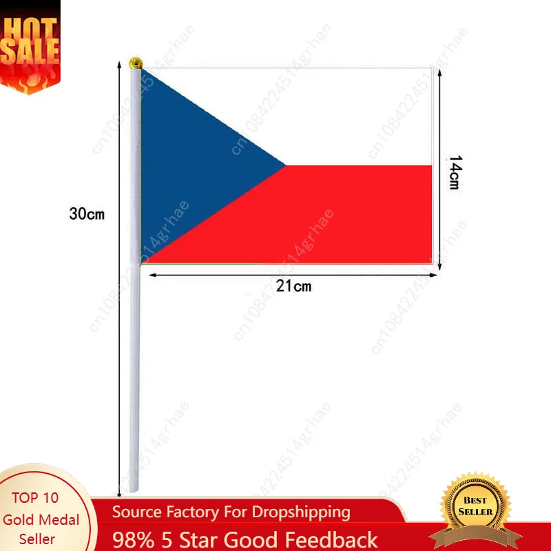 Czech Republic Hand Waving Flag Czechs Small Mini Hand Held Flags 10 Pcs 14x21cm  Sporting Event Support Handheld Flag