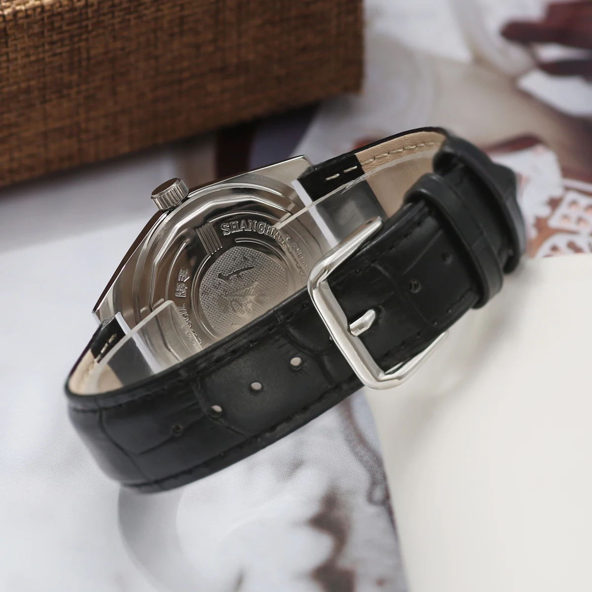 Shanghai 7120 Hand-Wind Mechanical Watch Men 36mm Retro Business Timepiece Classic Simple Look