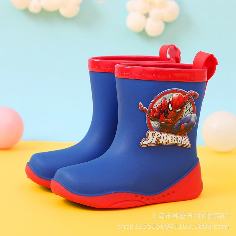 Kids Boys Waterproof Shoes Rain Boots Girls Cartoon Spiderman Captain America Spring Summer Student Children Toddler Water Shoes