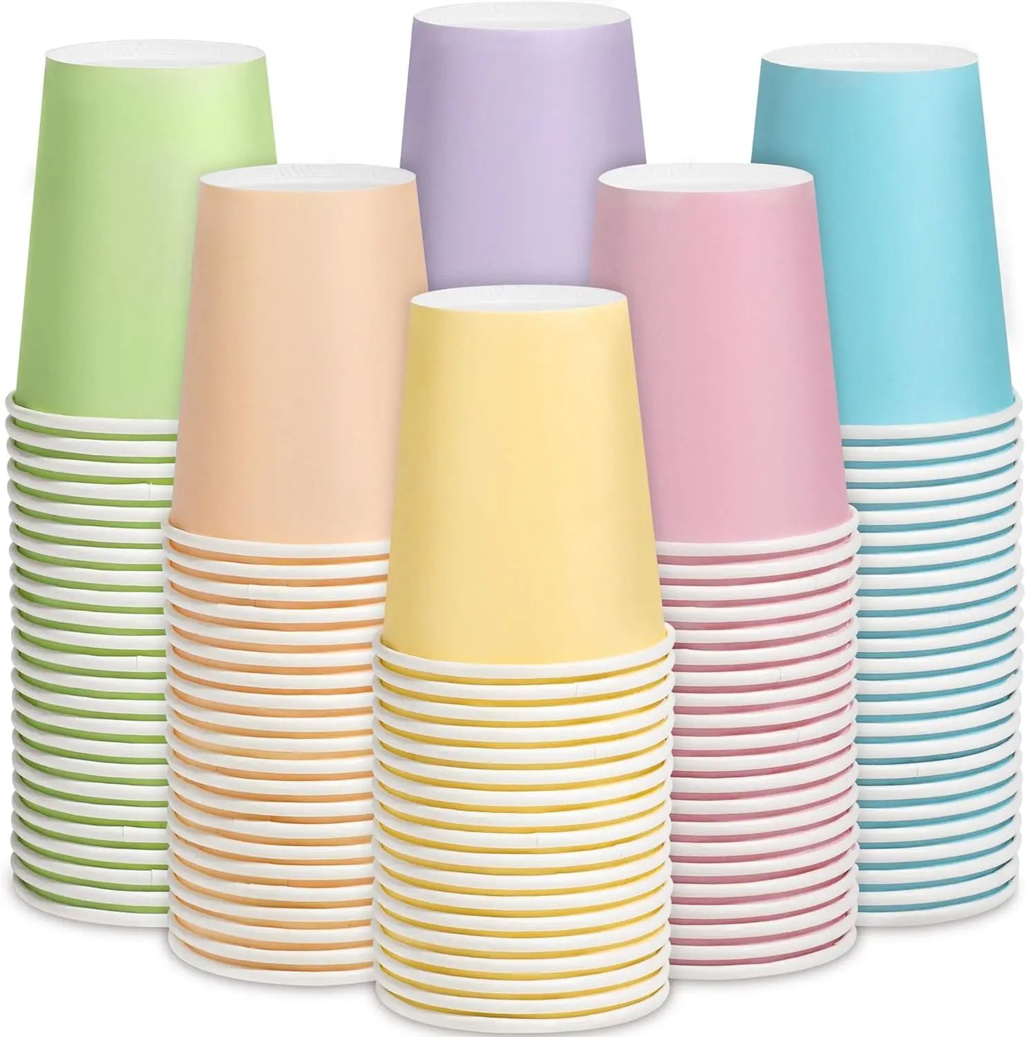 

144 Pieces Pastel Rainbow Paper Cups 9 Oz Disposable Coffee Paper Cups Multicolor Party Cup Beverage Drinking Cup for We