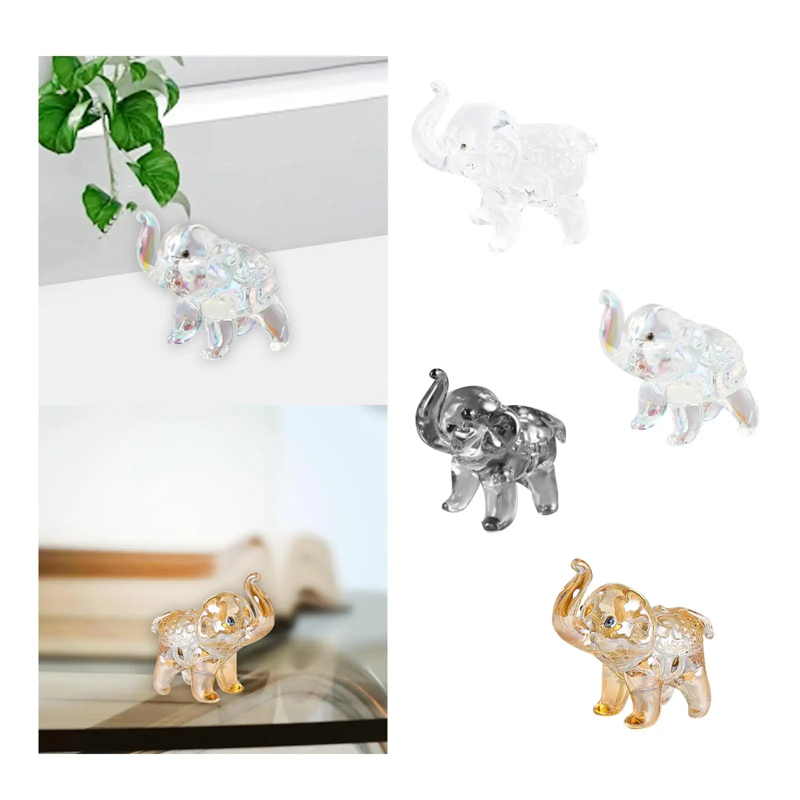 Modern Decorative Elephant Statue Display Crafts White Crystal Small Figurine for Interior Decor Collectible Animal Sculpture