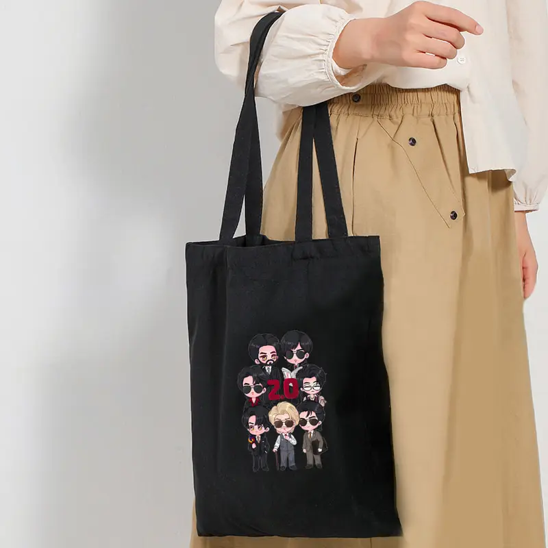 Arirang World Tour 2026 Black Canvas Bag Foldable Large Capacity Handbag Multi Functional Shopping Bag Men Women Kpop Fan Gift
