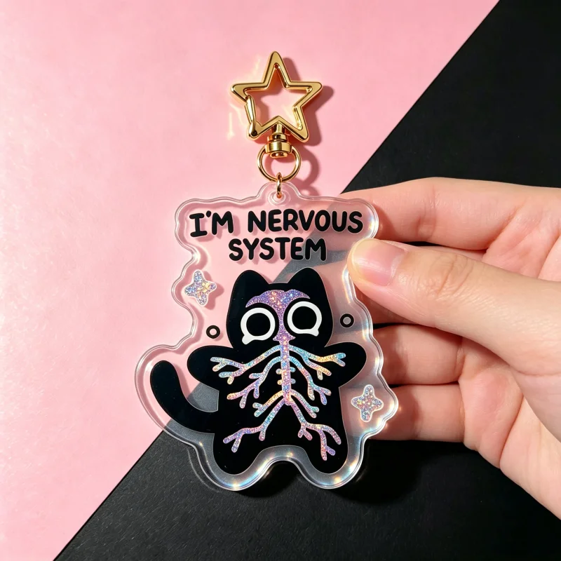 I'm Nervous System Cat Acrylic - Retro Gaming Keychain ulasan dan harga