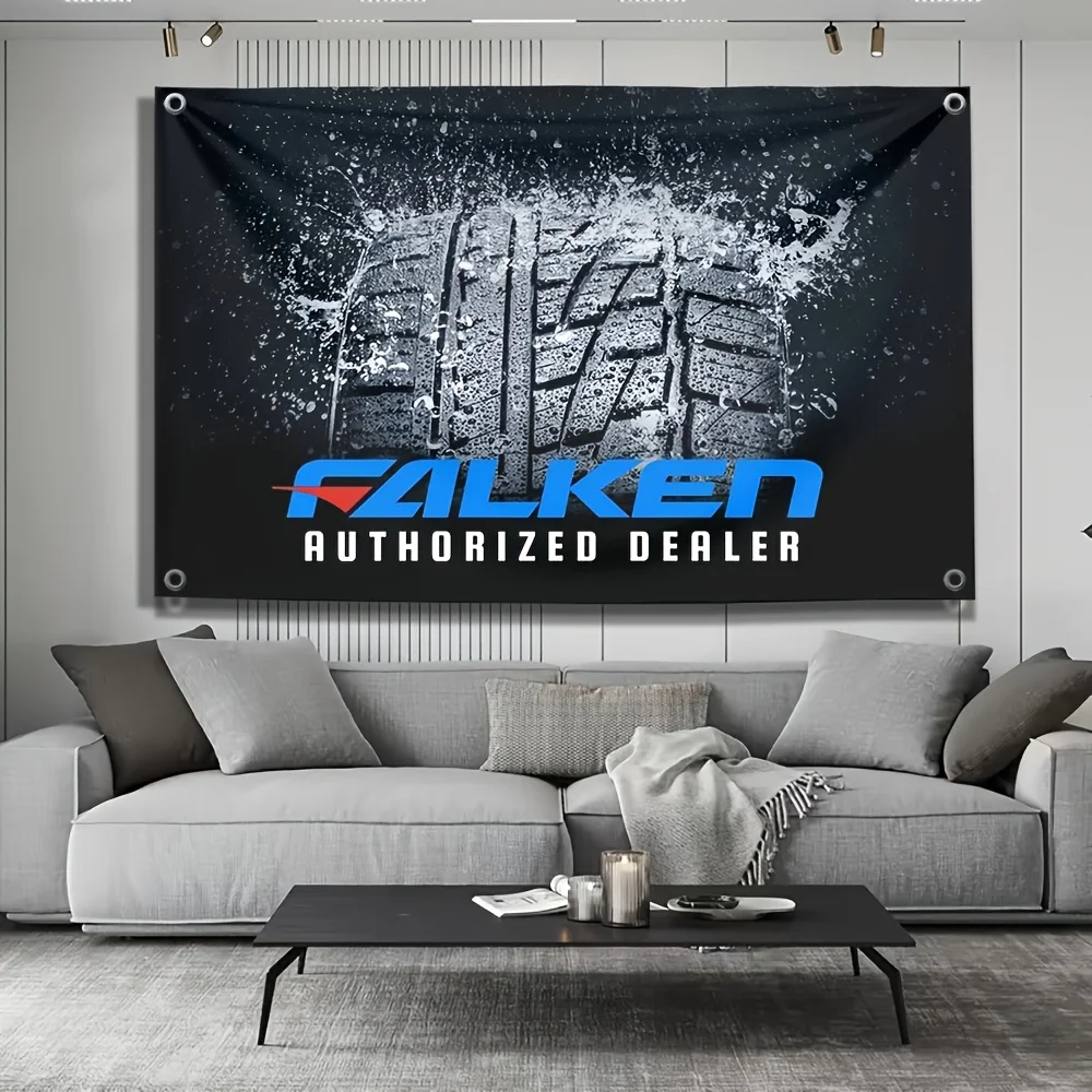 Large Falken Tire Dealer Banner Sign Flag Outdoor Promotional Display With 4 Rings For Car Shop Automotive Business