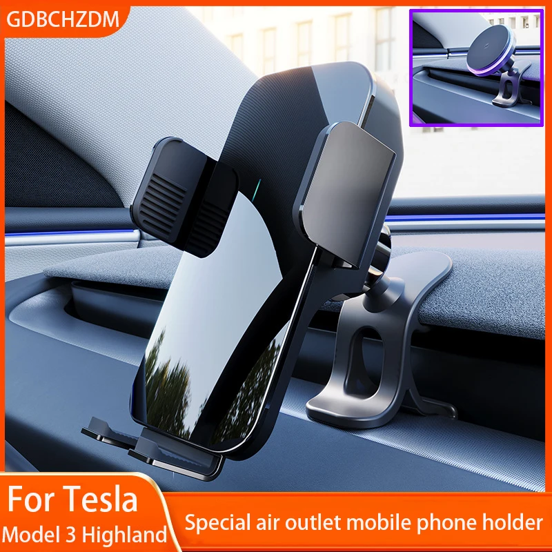 For Tesla Phone Holder Model 3 Highland Phone holder Upgrade Solar Auto-Clamping Phone Mount ForTesla Accessories Fit All Phones