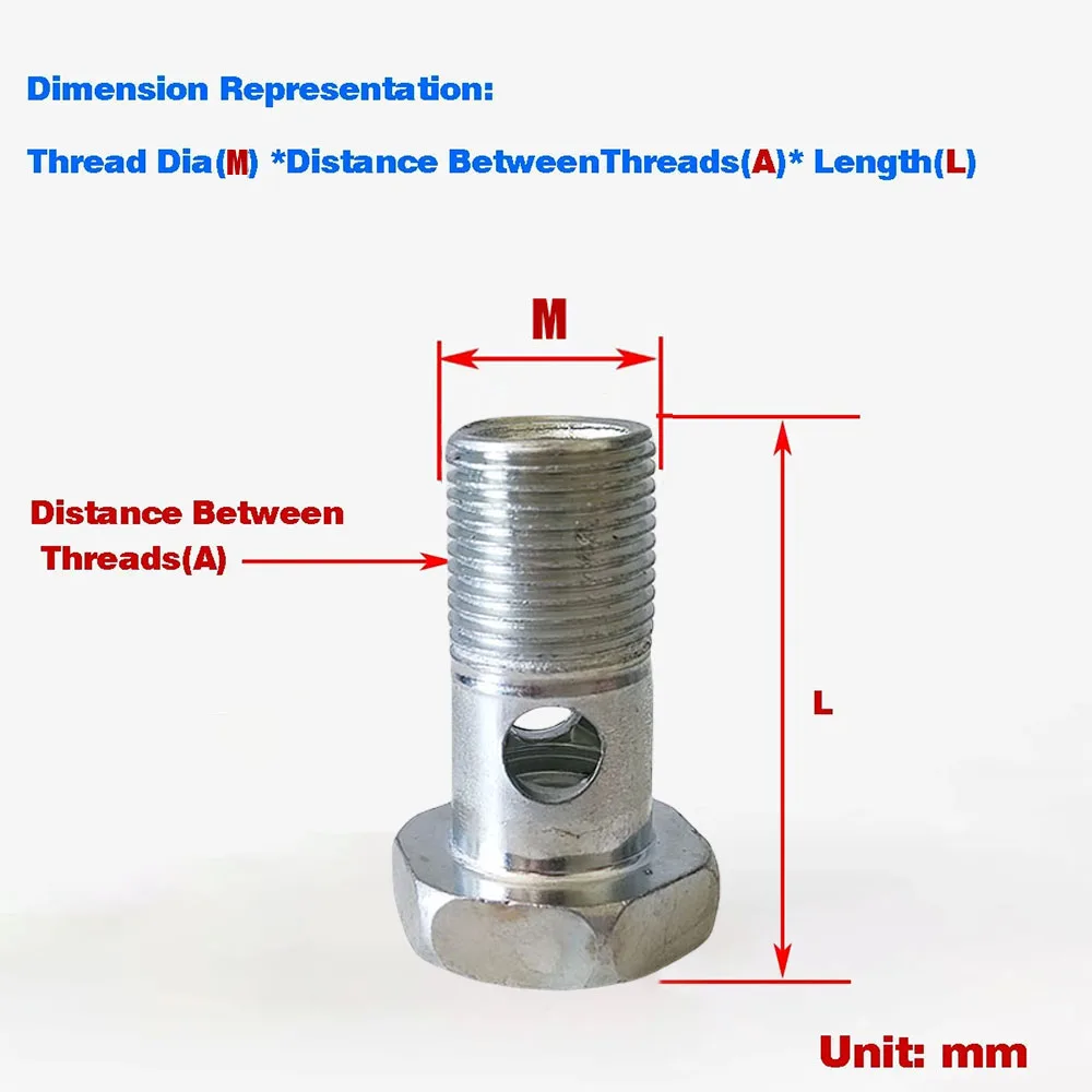 M12/14/16/18/20/22x1.5mm Male Thread Flat Hollow Screw Motorcycle Refit Oil Cooler Fittings Straight Through Diesel Engine Bolt