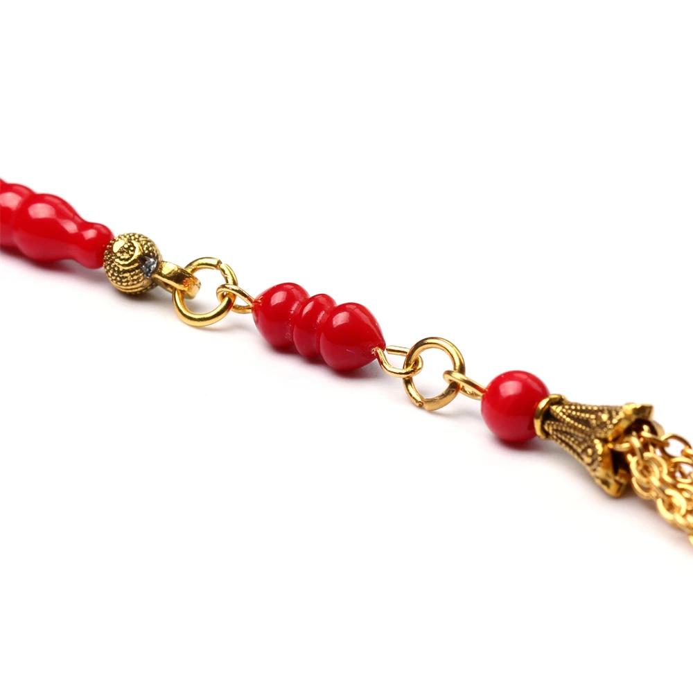 Imagem -05 - Grânulos de Oração Islâmica Tasbih Prata Pedra Coral Vermelho Rosário Muçulmano Tasbih Prata mm 99 Beads