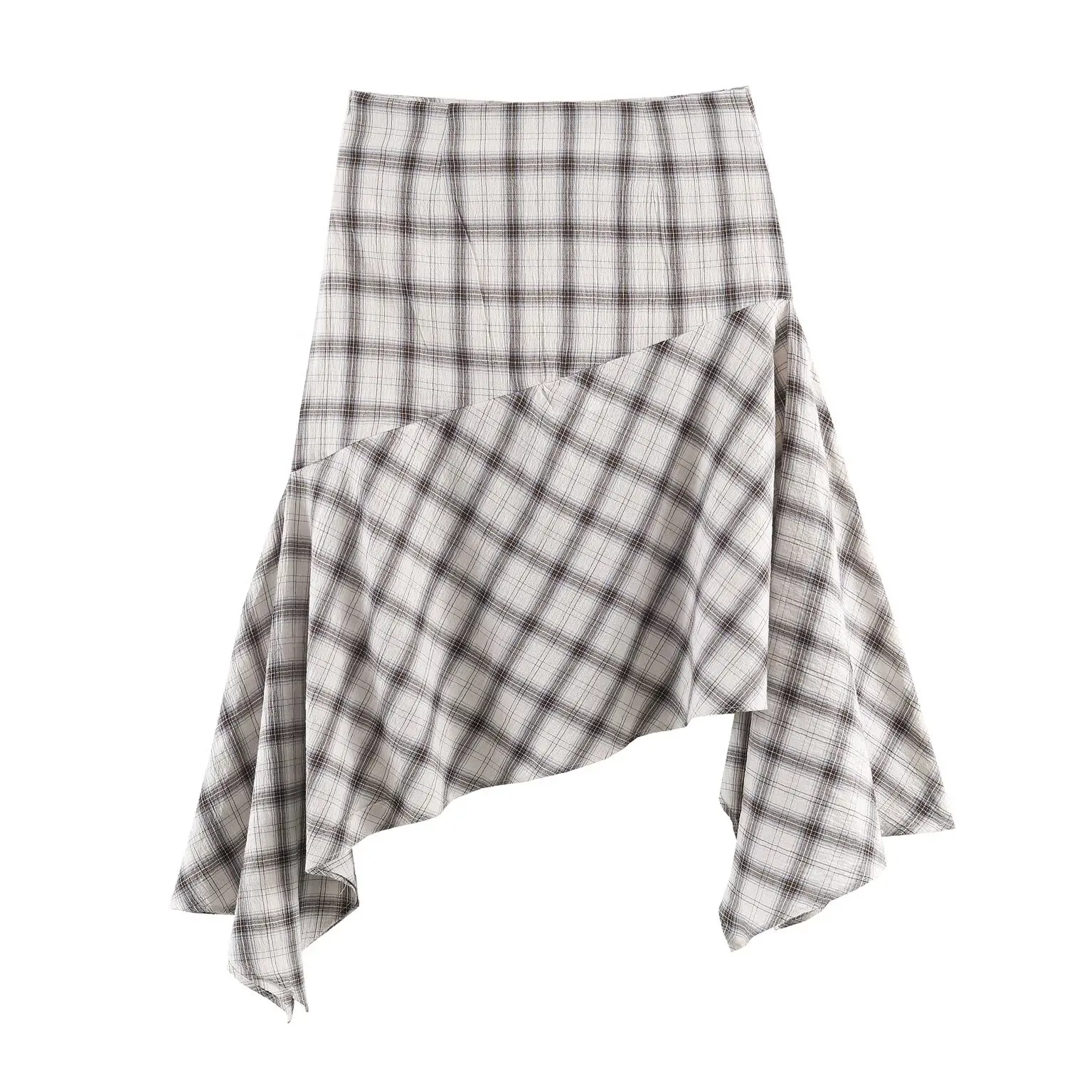 TFAFXY 2026 Frühling Neue Damen Schicke Elegante Karierte Asymmetrische A-Linien-Röcke für Frauen High Street Casual Urlaubsrock ﻿ Y2K – Detail 3