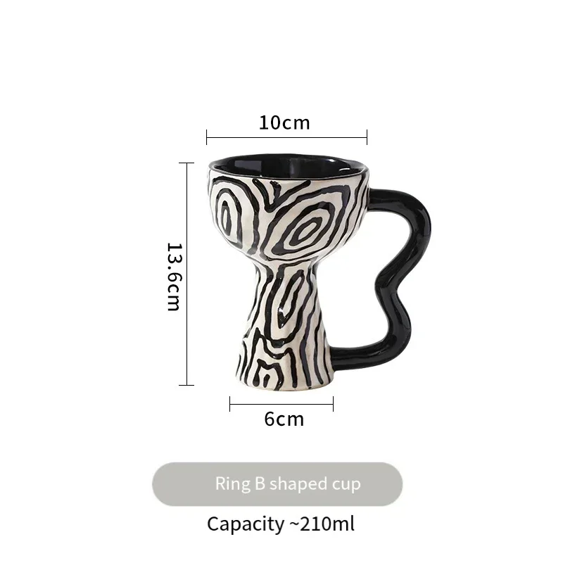 Niche retro style high-footed coffee cup ceramic high-value handmade creative art dessert ice cream cup collection decoration