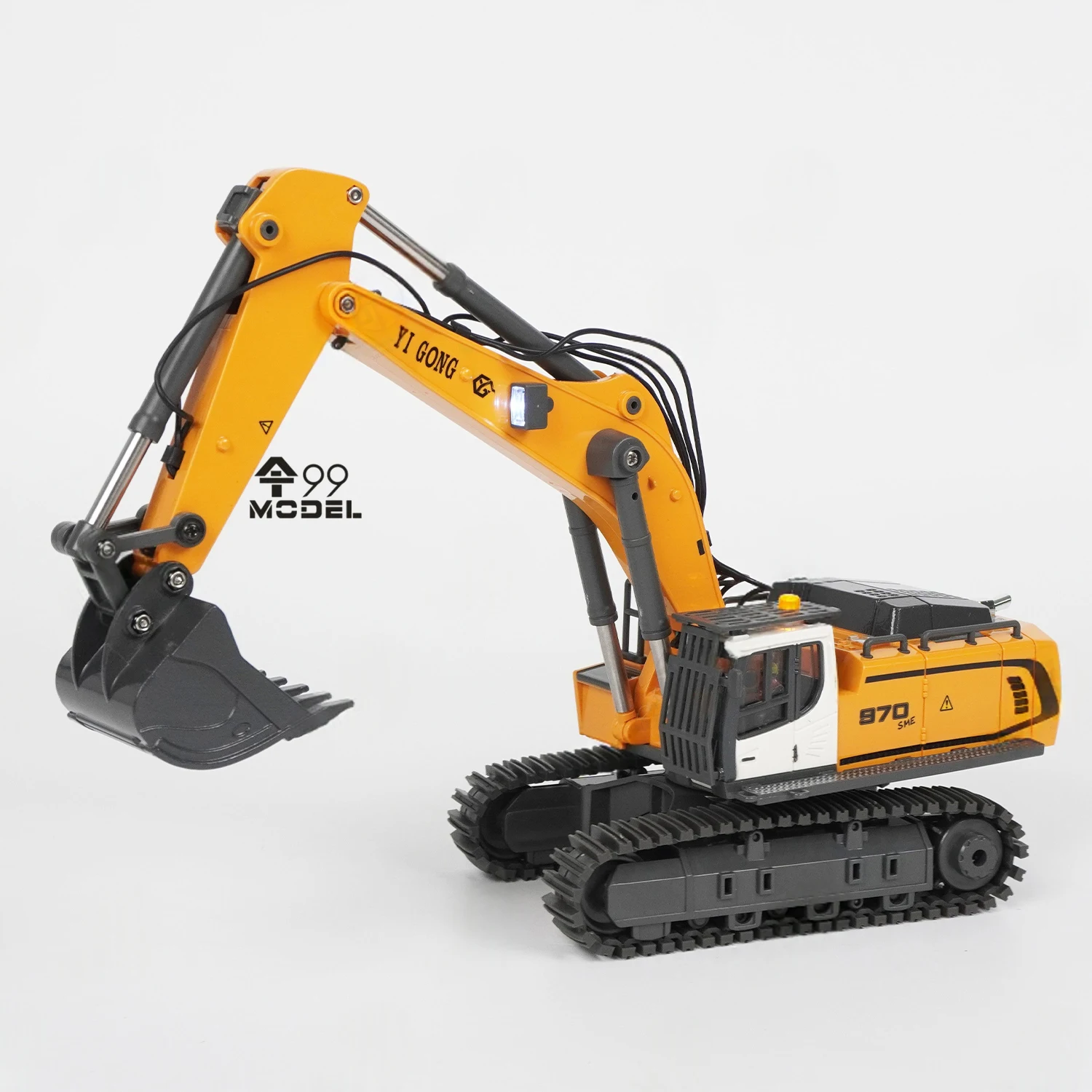 970 RC 미니 굴삭기 1/50 스케일 전동 굴삭기 시뮬레이션 모델 데스크탑 RC 굴삭기 조명 시스템 포함 RC 자동차 장난감 선물