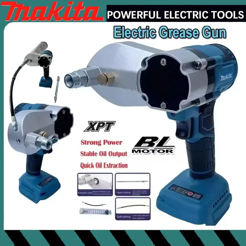 

Бесщеточный электрический шприц для смазки Makita, высоконапорный инжектор для смазочного масла, шприцы для смазки, совместимые с аккумулятором Makita 20V.