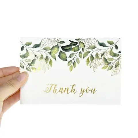 6pcs Thank You Card with Envelope for Wedding Party Gift Decoration Greeting Cards Business Appreciation Greene Leaves