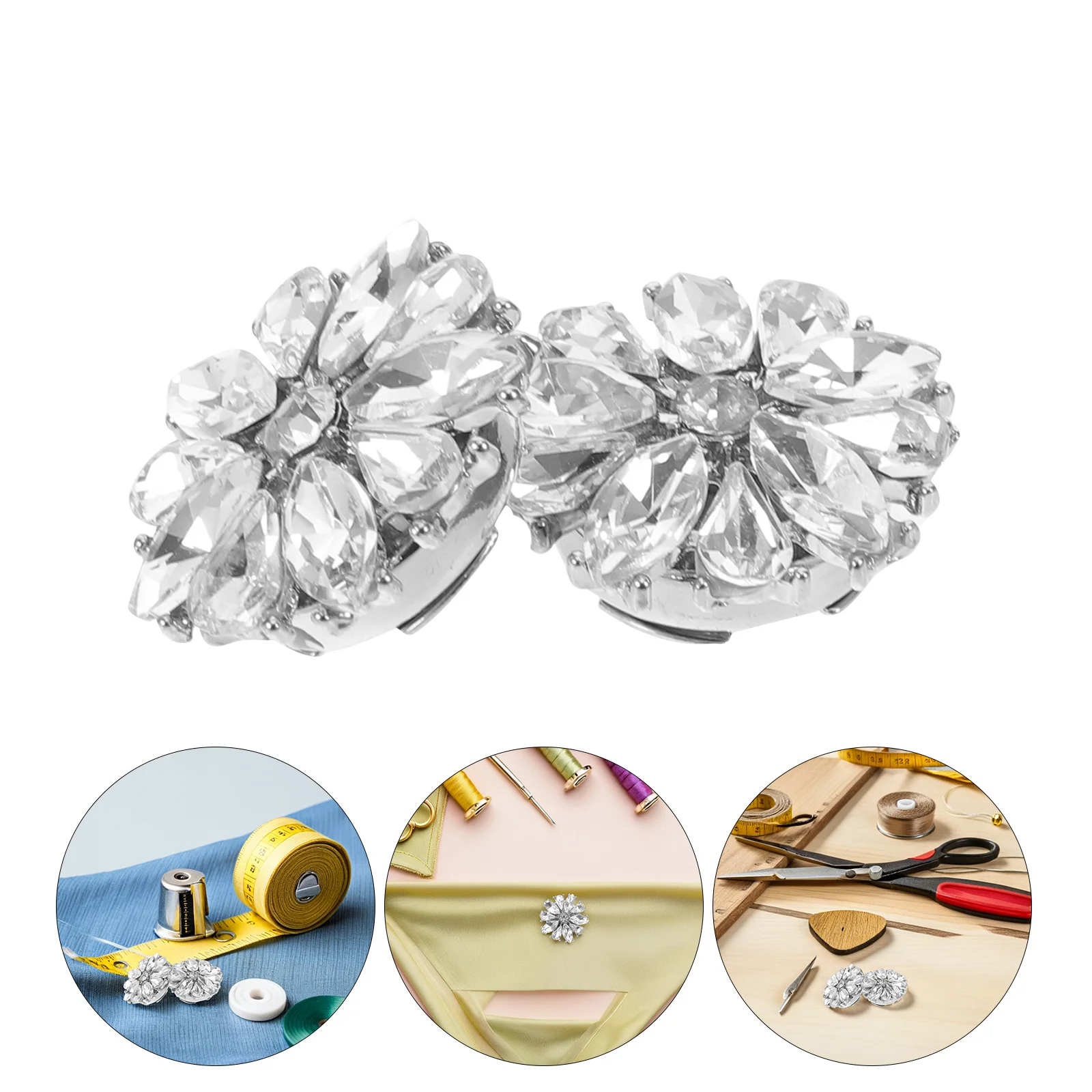 

2Pcs Fashion Shirt Button Covers Rhinestone Decorative Button Jewelry for Formal Weddings