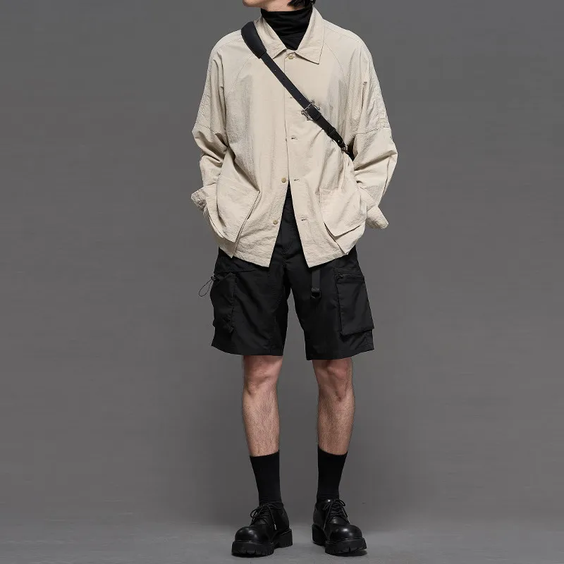 High Quality Japanese-Style Retro Men's Autumn Workwear Lapel Multi-Pocket Loose Shirt Jacket Casual Jacket