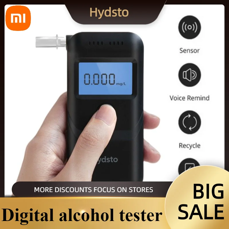 Xiaomi Hydsto Digital Alcohol Tester Professional Alcohol Detector Breathalyzer Police Alcotester LCD Display Drunk Driving Test