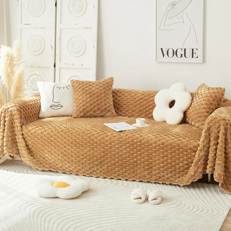 Plush Sofa Cover Chenille Cover Universal Couch Towel Anti-cat Scratch Protection Sofa Blanket Dust Proof Sofa Cover