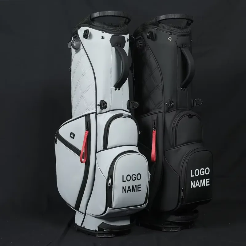 ASL GOLF PU Leather Golf Stand Bag Waterproof Cooler Pocket Custom Logo Black Golf Club Carry Bag for Men Outdoor Sports