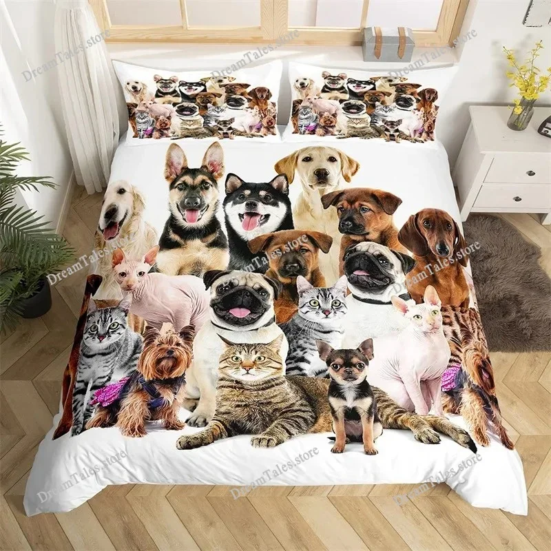 

Kids Cat Duvet Cover Set Twin Full 3D Cartoon Animal Bedding Set Microfiber Cute Pet Comforter Cover for Cat Lover's Girls Boys7