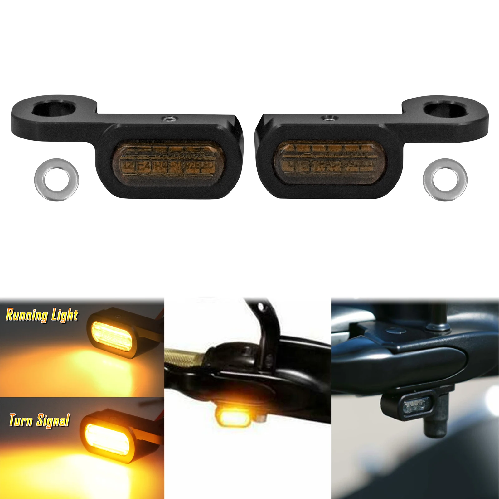 Motorcycle Mini LED Turn Signal Amber Light 12V E Mark For Harley Softail For Touring For Road King FLTRX FLHT FLHX 14-23