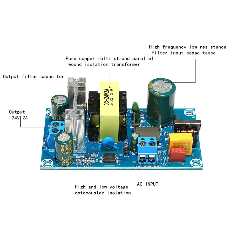 AC 90-220V Power Supply Module DC 24V 2A  switching power supply module AC-DC ndustrial bare board