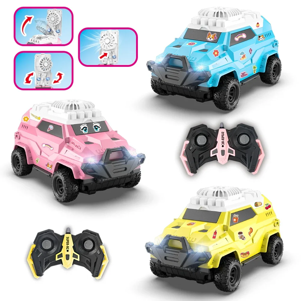 2. 4G DIY Sticker Fan Car, Remote Control, Table Mounted Fan Function, Long Remote Control Distance, 30 Minutes Battery Life