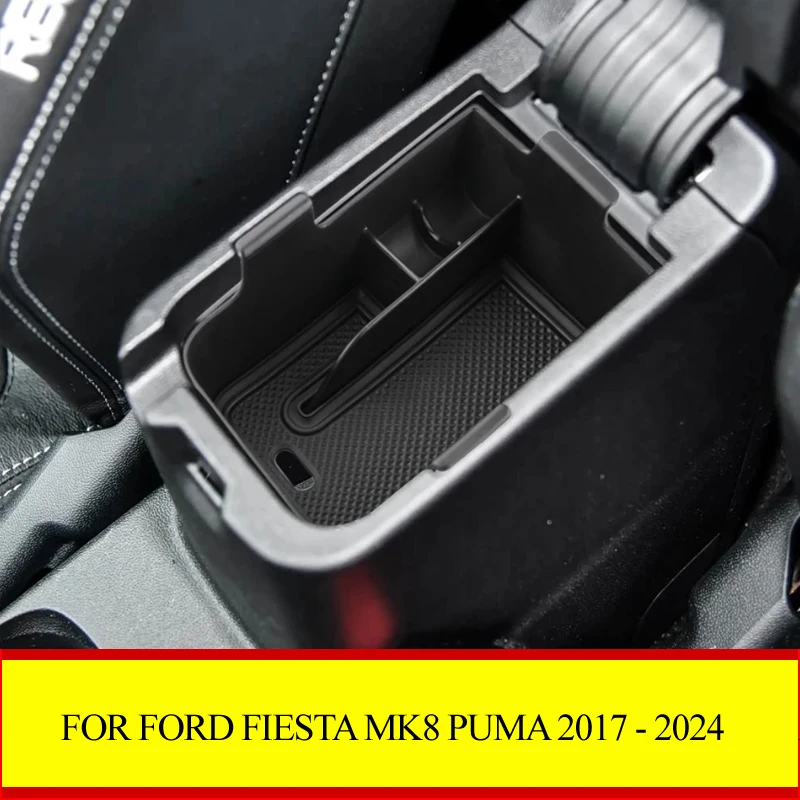 Caja de almacenamiento para reposabrazos central ABS, bandeja organizadora de artículos diversos para Ford Fiesta MK8 Puma 2017 - 2024, accesorios para coche